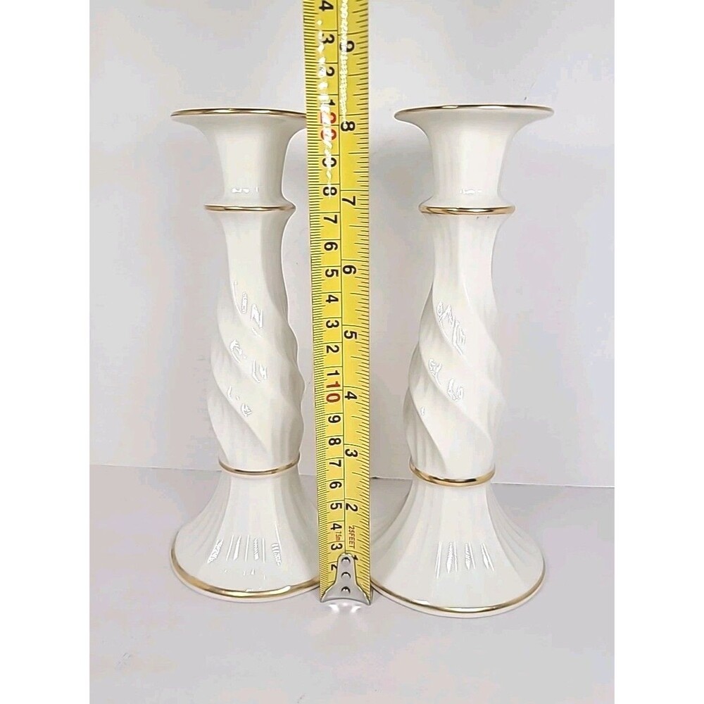 Lenox Richmond Collection 8" Tall Pair of Candlesticks Tapered Twisted Stem